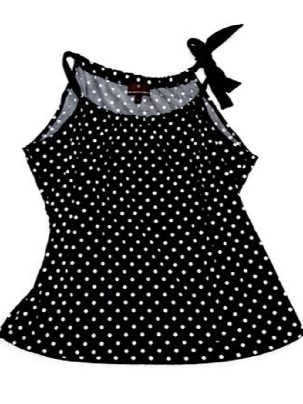 Fenn Wright Manson Black and White Polka Dot Tie-Shoulder Tank